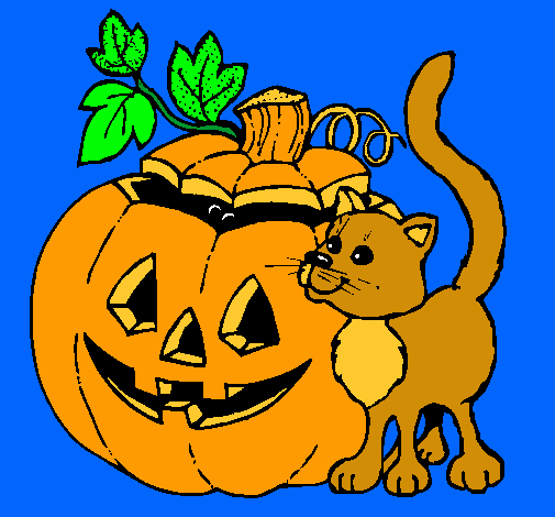 Calabaza y gato