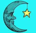 Dibujo Luna y estrella pintado por mari