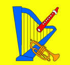 Dibujo Arpa, flauta y trompeta pintado por eliezerinzunza