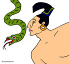 Dibujo Serpiente y guerrero pintado por luli