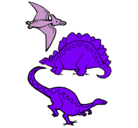 Dibujo Tres clases de dinosaurios pintado por joshua