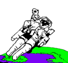 Dibujo Astronauta en el espacio pintado por axel