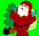 Dibujo Santa Claus y un árbol de navidad pintado por lluc