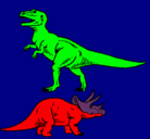 Dibujo Triceratops y tiranosaurios rex pintado por hugorobles