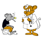 Dibujo Doctor y paciente ratón pintado por WASAROTOROKER
