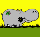 Dibujo Hipopótamo con flores pintado por tghyj