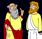 Dibujo Sócrates y Platón pintado por jac