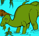 Dibujo Dinosaurio comiendo pintado por fifi