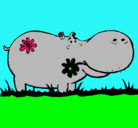 Dibujo Hipopótamo con flores pintado por Genesis-O