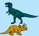 Dibujo Triceratops y tiranosaurios rex pintado por juan
