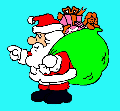 Papa Noel con el saco de regalos
