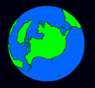 Dibujo Planeta Tierra pintado por mar