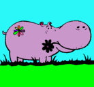 Dibujo Hipopótamo con flores pintado por DARLINLAWIPO