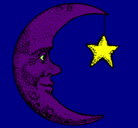Dibujo Luna y estrella pintado por Carla***