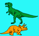 Dibujo Triceratops y tiranosaurios rex pintado por juansebastian