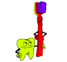 Dibujo Muela y cepillo de dientes pintado por jesusenrique