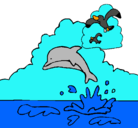 Dibujo Delfín y gaviota pintado por BRISEIDA