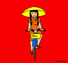 Dibujo China en bicicleta pintado por yas