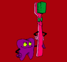 Dibujo Muela y cepillo de dientes pintado por valeydiego