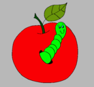 Dibujo Manzana con gusano pintado por LIZBETH