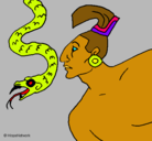 Dibujo Serpiente y guerrero pintado por miguel