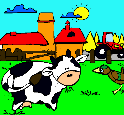 Vaca en la granja