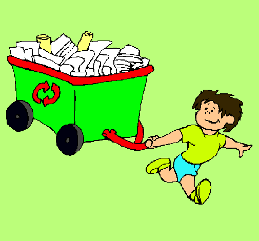 Niño reciclando