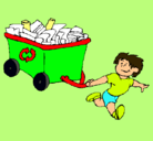Dibujo Niño reciclando pintado por NATALI