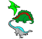 Dibujo Tres clases de dinosaurios pintado por marioavellana
