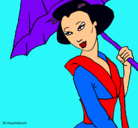 Dibujo Geisha con paraguas pintado por alvaroyesther