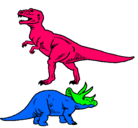 Dibujo Triceratops y tiranosaurios rex pintado por antonio