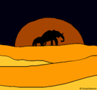 Dibujo Elefante en el amanecer pintado por luciasaez