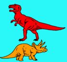 Dibujo Triceratops y tiranosaurios rex pintado por elioth