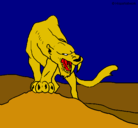 Dibujo Tigre con afilados colmillos pintado por LEO