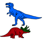 Dibujo Triceratops y tiranosaurios rex pintado por anibal