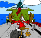 Dibujo Cigüeña en un barco pintado por cesar
