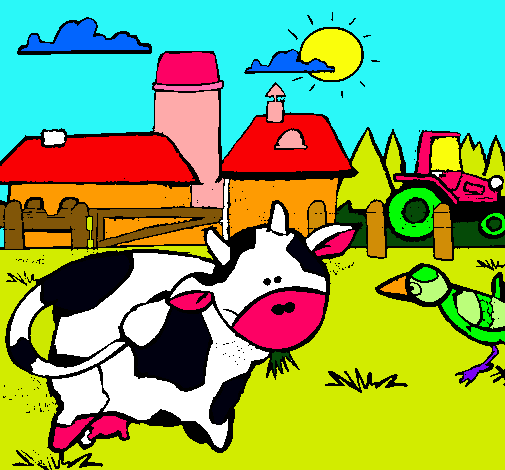 Vaca en la granja