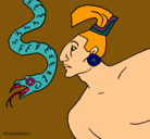 Dibujo Serpiente y guerrero pintado por erika