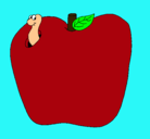 Dibujo Gusano en la fruta pintado por say