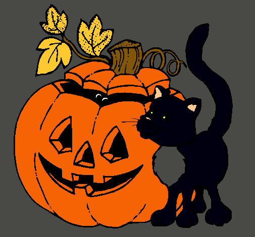 Calabaza y gato