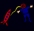 Dibujo Cohete y astronauta pintado por AAEL