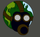 Dibujo Tierra con máscara de gas pintado por tomas