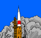Dibujo Lanzamiento cohete pintado por laura