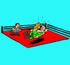 Dibujo Lucha en el ring pintado por urizoe