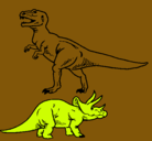 Dibujo Triceratops y tiranosaurios rex pintado por yosty