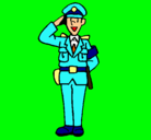 Dibujo Policía saludando pintado por kool