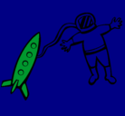 Dibujo Cohete y astronauta pintado por gabi