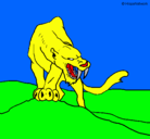 Dibujo Tigre con afilados colmillos pintado por leonel