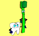 Dibujo Muela y cepillo de dientes pintado por zuleimabastidas