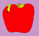 Dibujo Gusano en la fruta pintado por yanka